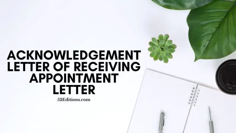 Acknowledgement Letter of Receiving Appointment Letter