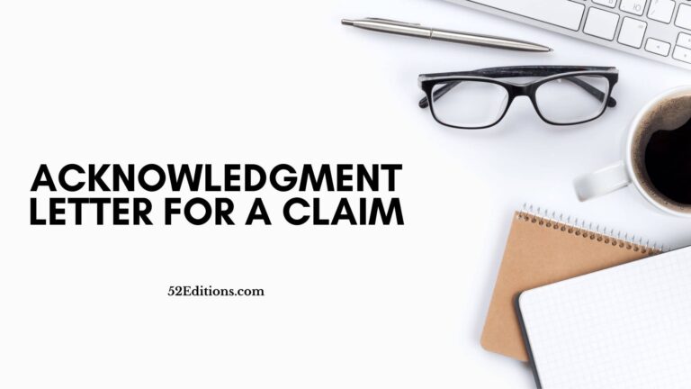 Acknowledgment Letter For A Claim