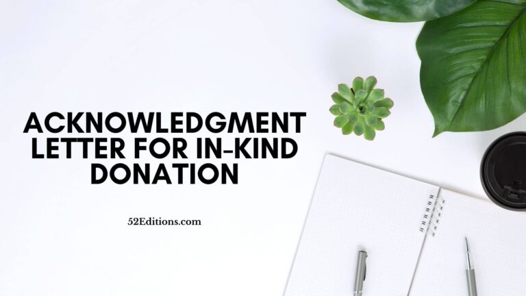 Acknowledgment Letter For In-Kind Donation