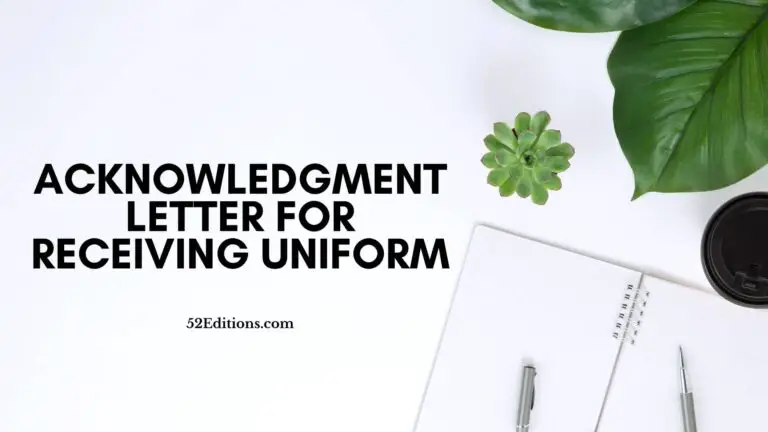 Acknowledgment Letter For Receiving Uniform
