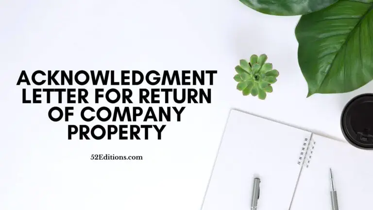 Acknowledgment Letter For Return of Company Property