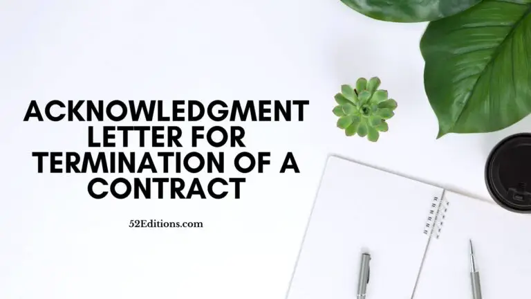 Acknowledgment Letter For Termination of a Contract