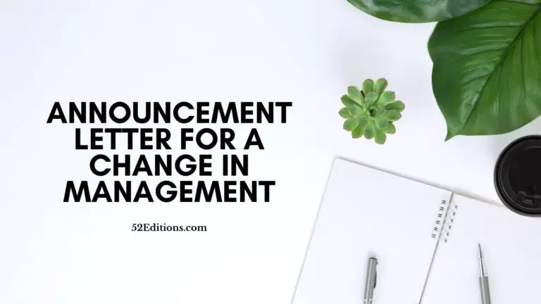 Announcement Letter For a Change In Management
