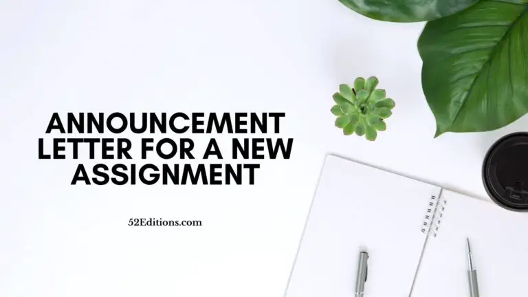 Announcement Letter For a New Assignment