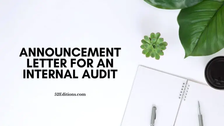 Announcement Letter For an Internal Audit
