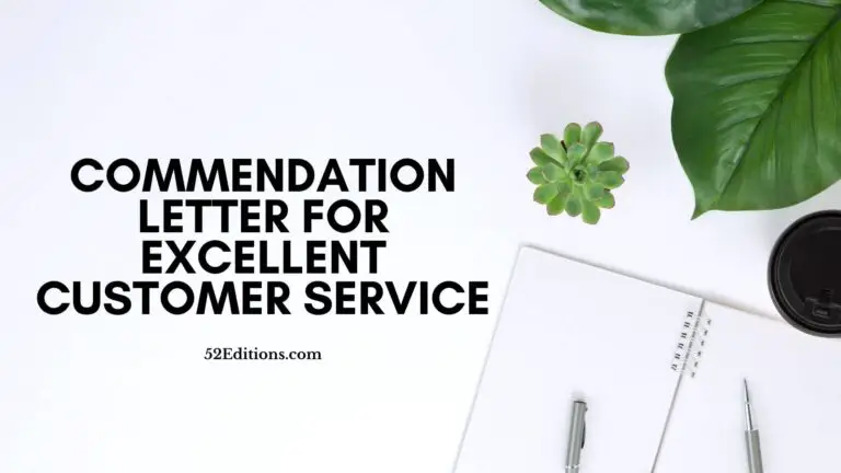 Commendation Letter For Excellent Customer Service
