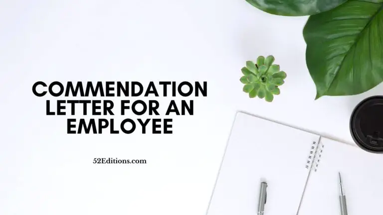 Commendation Letter For an Employee