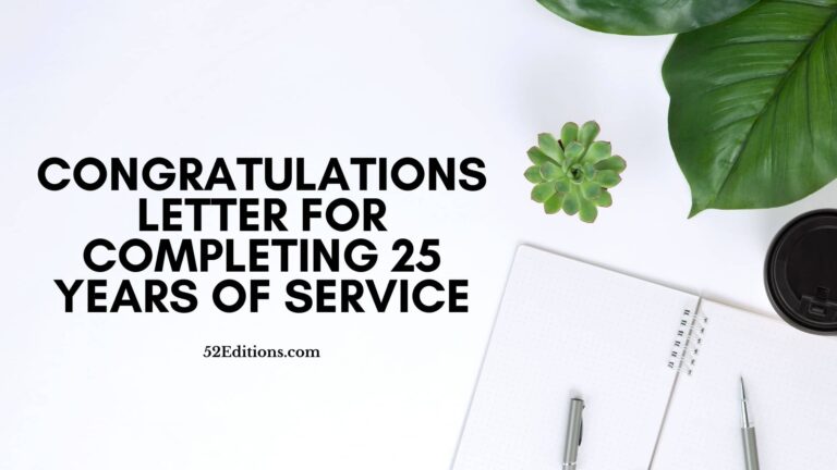 Congratulations Letter For Completing 25 Years Of Service