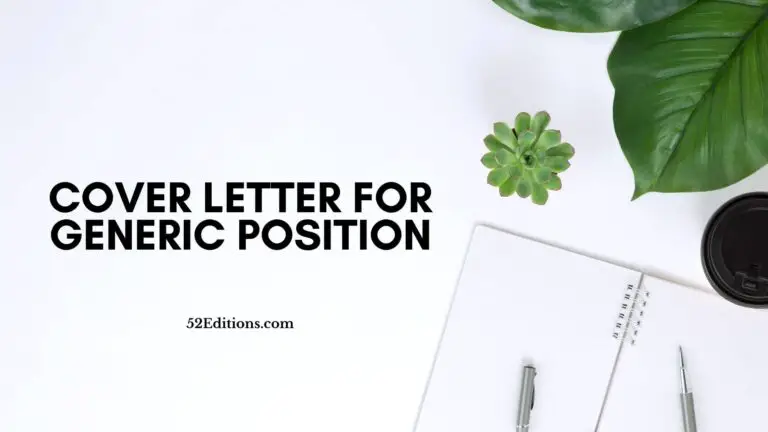 Cover Letter For Generic Position