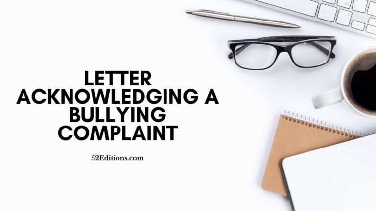 Letter Acknowledging A Bullying Complaint