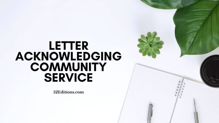 Letter Acknowledging Community Service