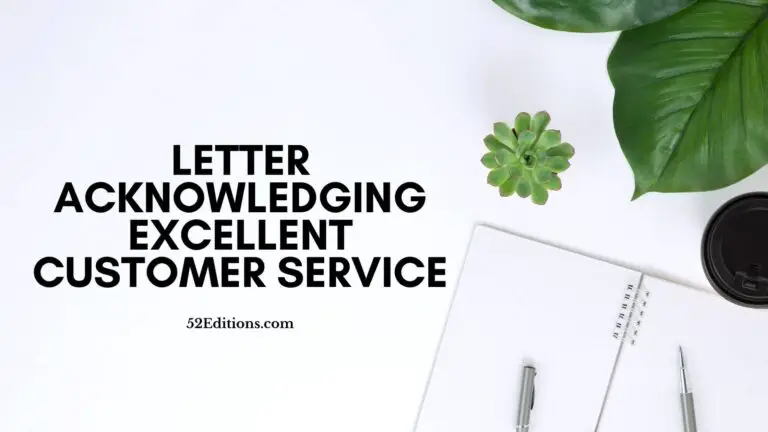 Letter Acknowledging Excellent Customer Service