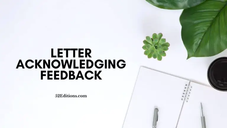Letter Acknowledging Feedback