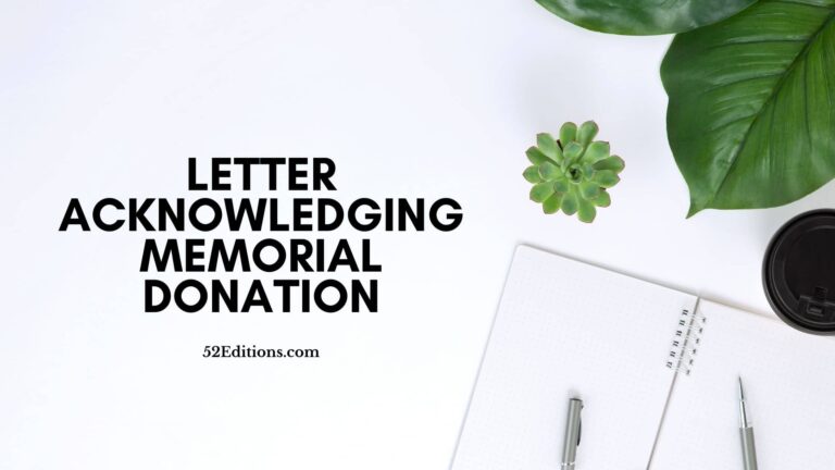 Letter Acknowledging Memorial Donation