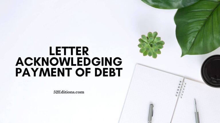 Letter Acknowledging Payment of Debt