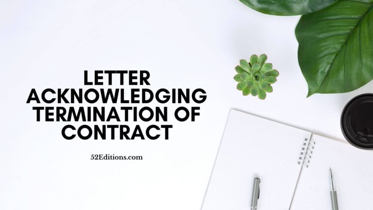 Letter Acknowledging Termination of Contract