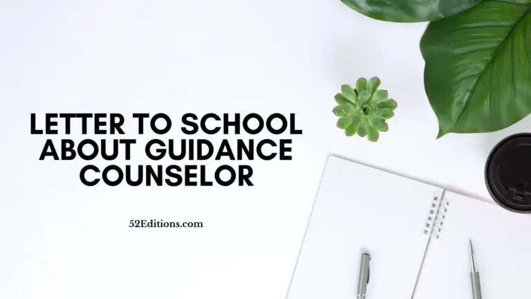 Letter From Parents To School About Guidance Counselor