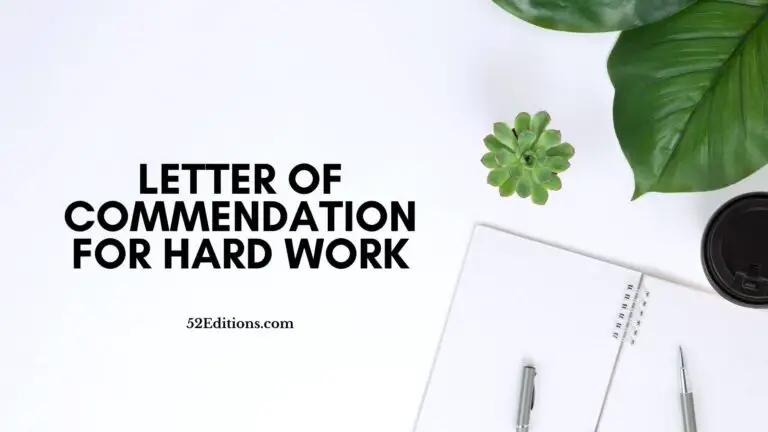 Letter of Commendation For Hard Work