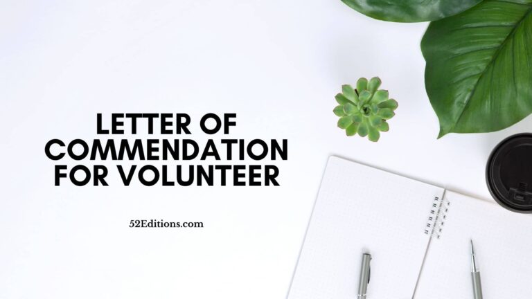 Letter of Commendation For Volunteer