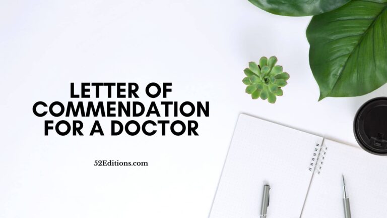 Letter of Commendation For a Doctor