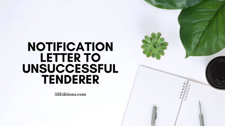 Notification Letter To Unsuccessful Tenderer