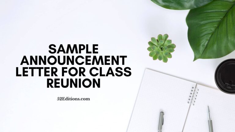 Sample Announcement Letter For Class Reunion