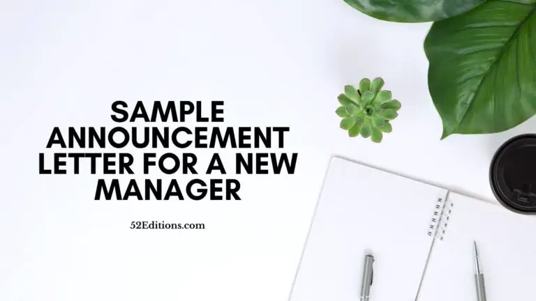 Sample Announcement Letter For a New Manager