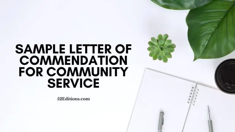 Sample Letter of Commendation For Community Service