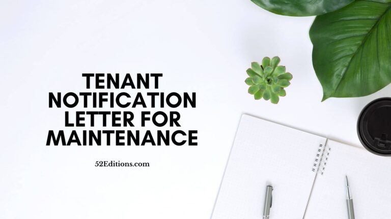 Tenant Notification Letter For Maintenance