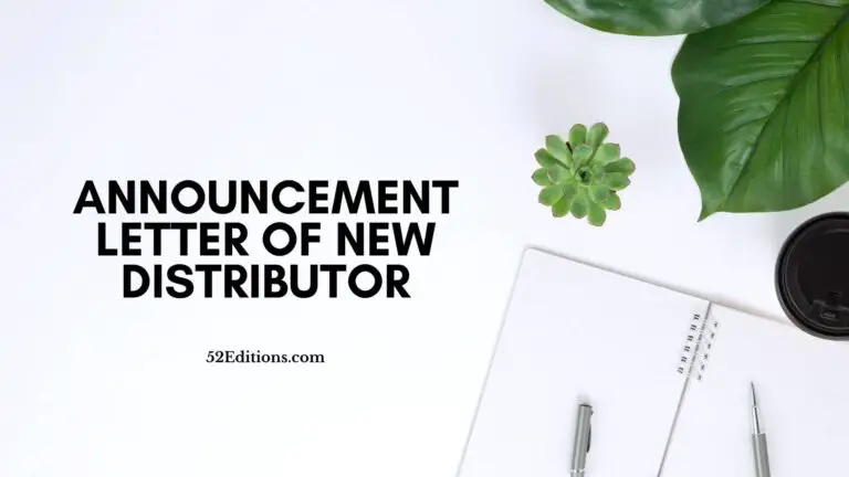 Announcement Letter of New Distributor