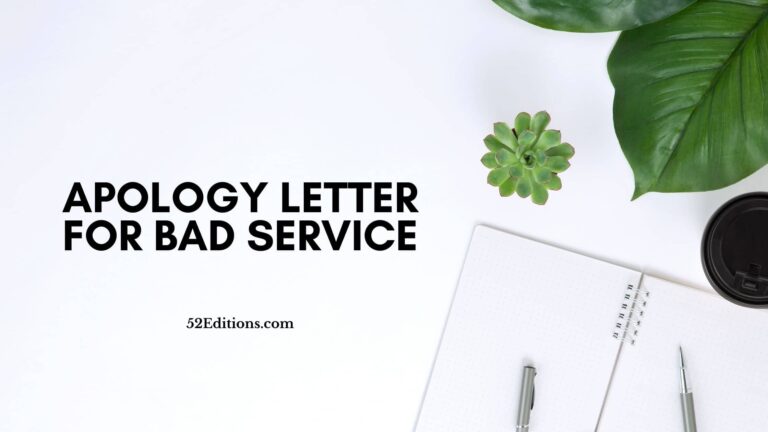 Apology Letter For Bad Service