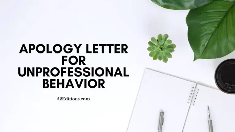 Apology Letter For Unprofessional Behavior