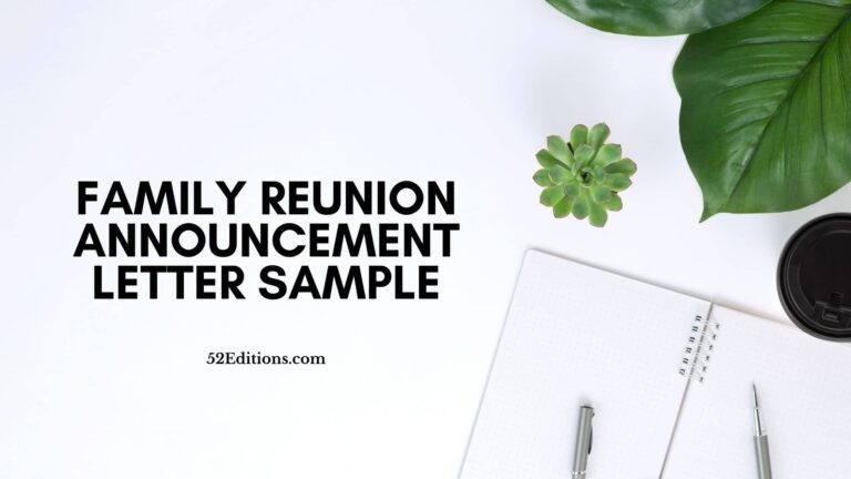 Family Reunion Announcement Letter Sample