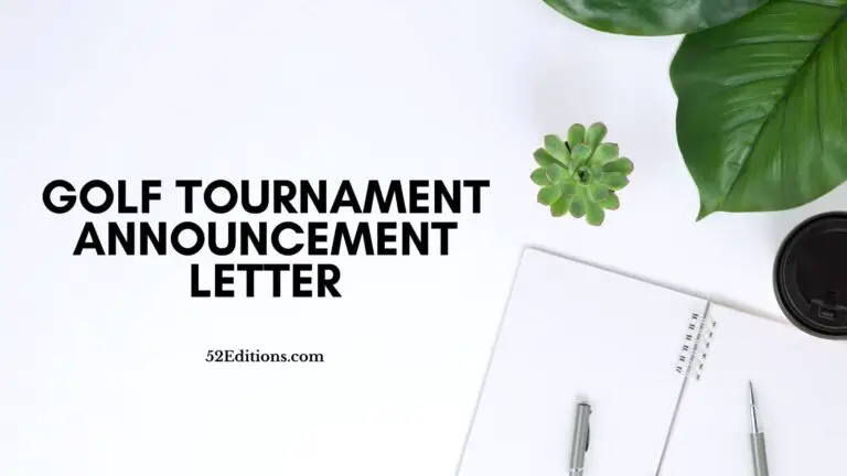 Golf Tournament Announcement Letter
