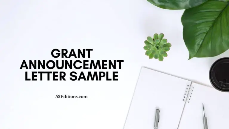 Grant Announcement Letter Sample