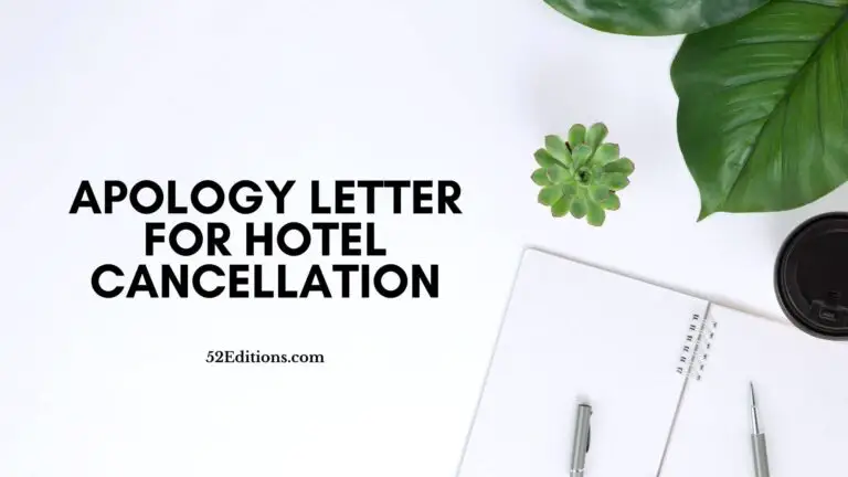 Sample Apology Letter For Hotel Cancellation
