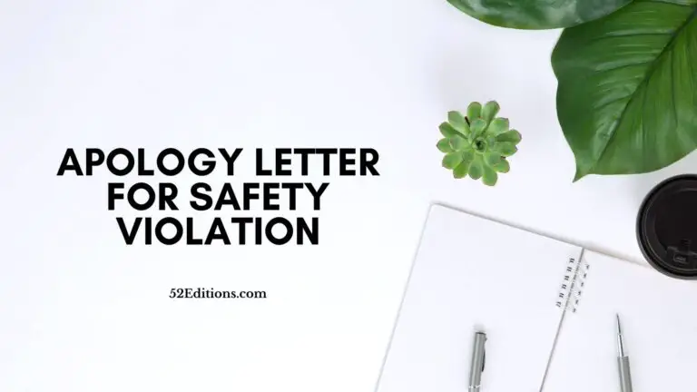 Sample Apology Letter For Safety Violation
