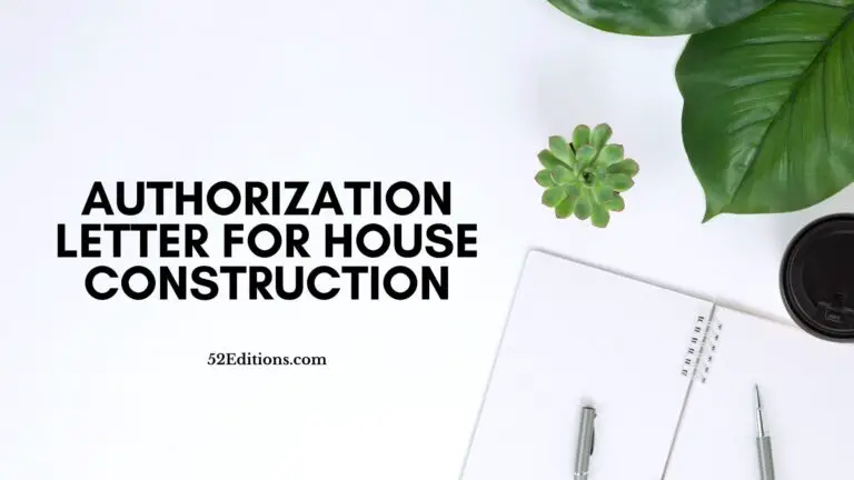 Sample Authorization Letter For House Construction