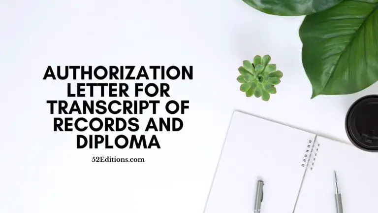 Sample Authorization Letter For Transcript Of Records And Diploma