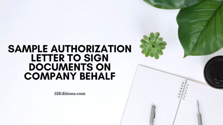 Sample Authorization Letter To Sign Documents On Company Behalf