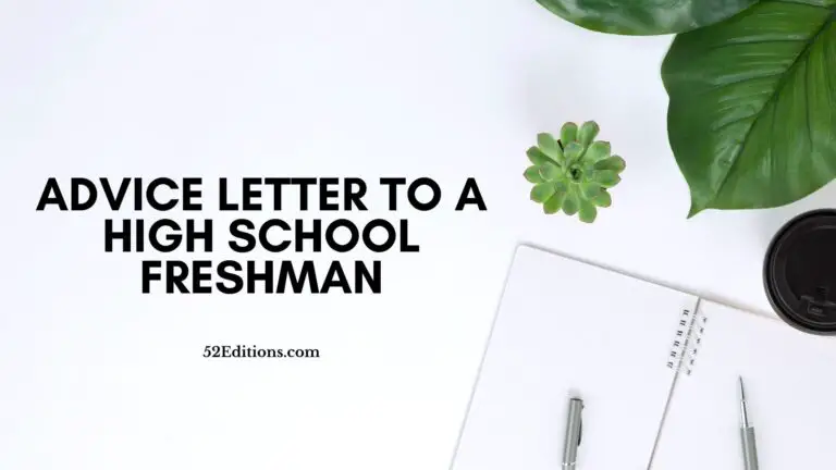 Advice Letter To A High School Freshman