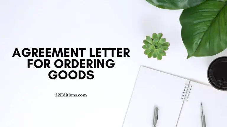 Agreement Letter For Ordering Goods