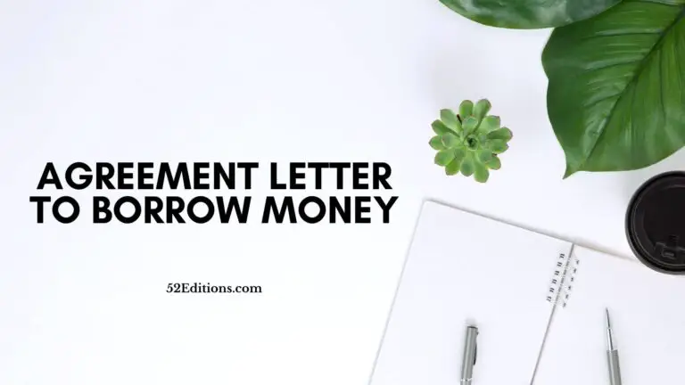 Agreement Letter To Borrow Money