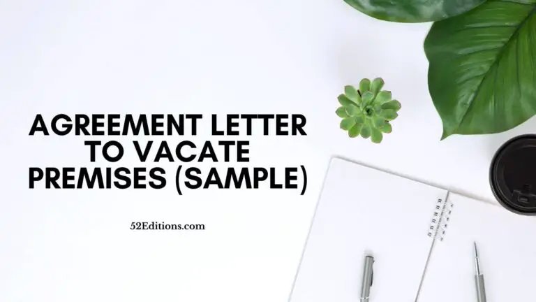 Agreement Letter To Vacate Premises (Sample)