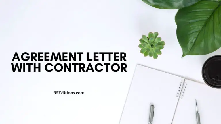 Agreement Letter With Contractor