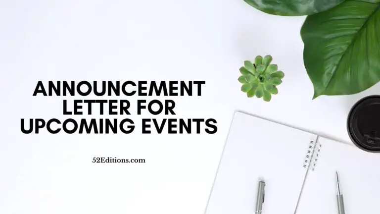 Announcement Letter For Upcoming Events