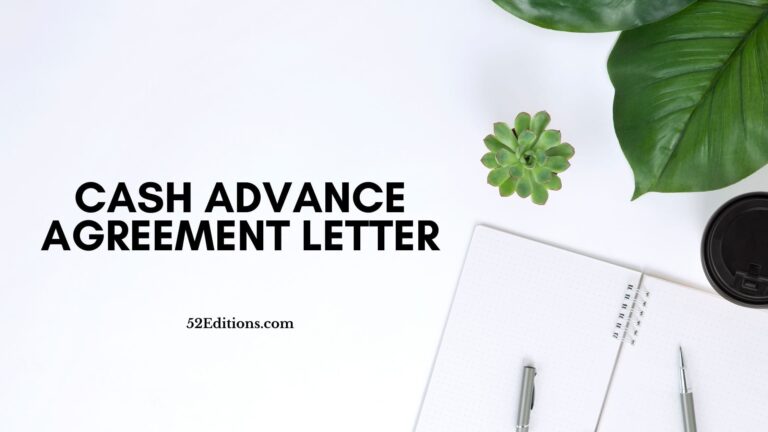 Cash Advance Agreement Letter