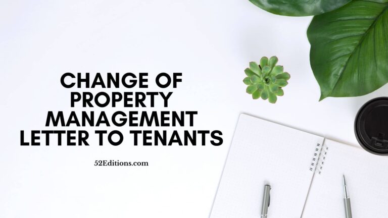 Change Of Property Management Letter To Tenants