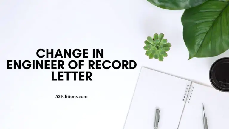 Change in Engineer of Record Letter