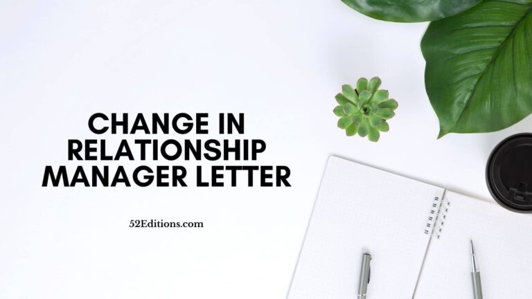Change in Relationship Manager Letter
